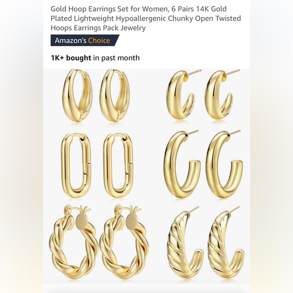 Amazon Gold Earrings Set for Women - Picture 9 of 9
